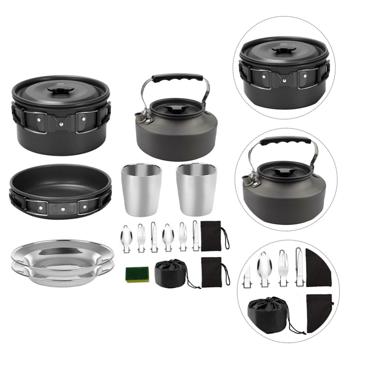 Alipis Ustensiles De Cuisine pour Barbecue Kit De Vaisselle Pratique avec Plaque De Cuisson pour Camping Et Pique-