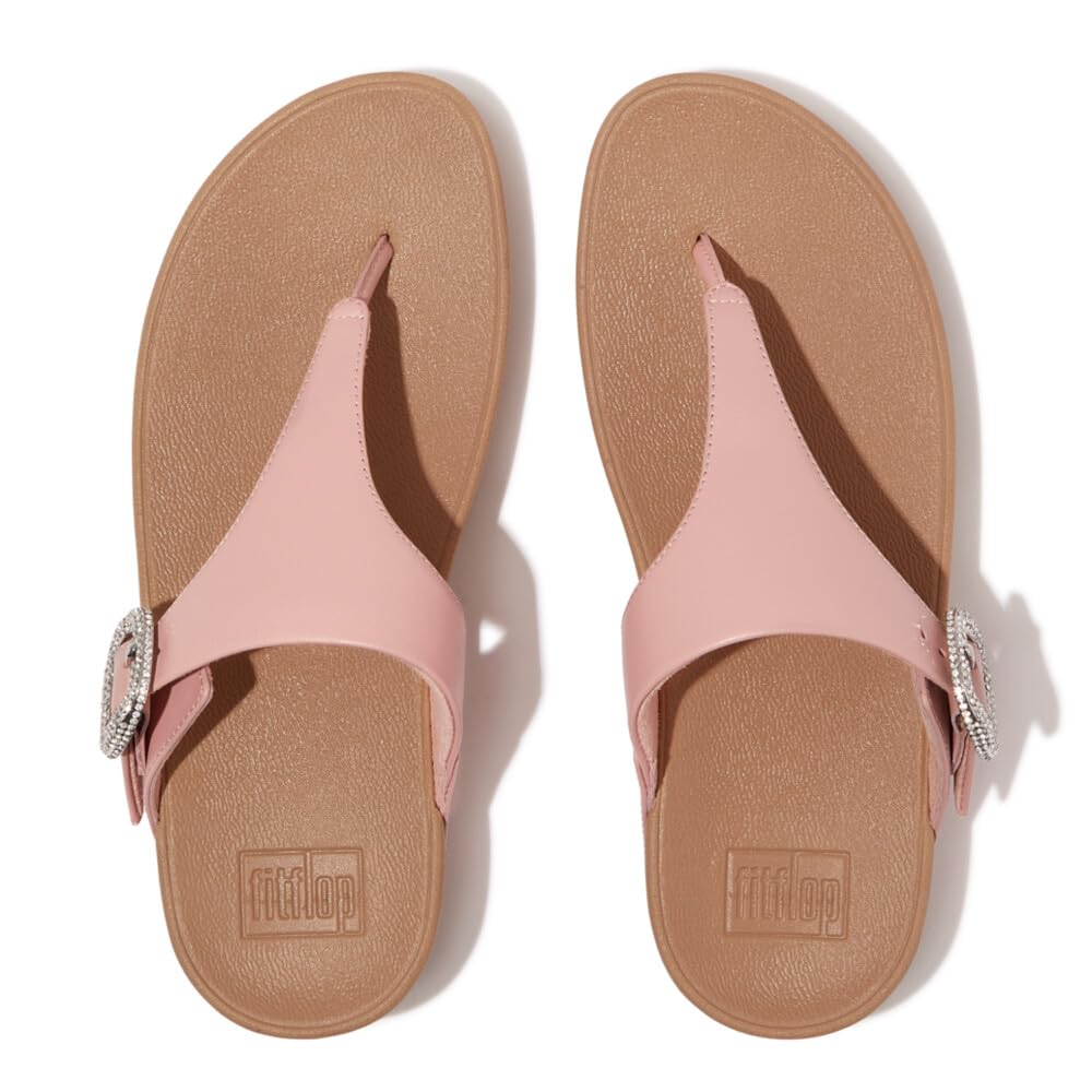 FitFlop Women's Lulu Crystal-Buckle Leather Toe-Post Sandal