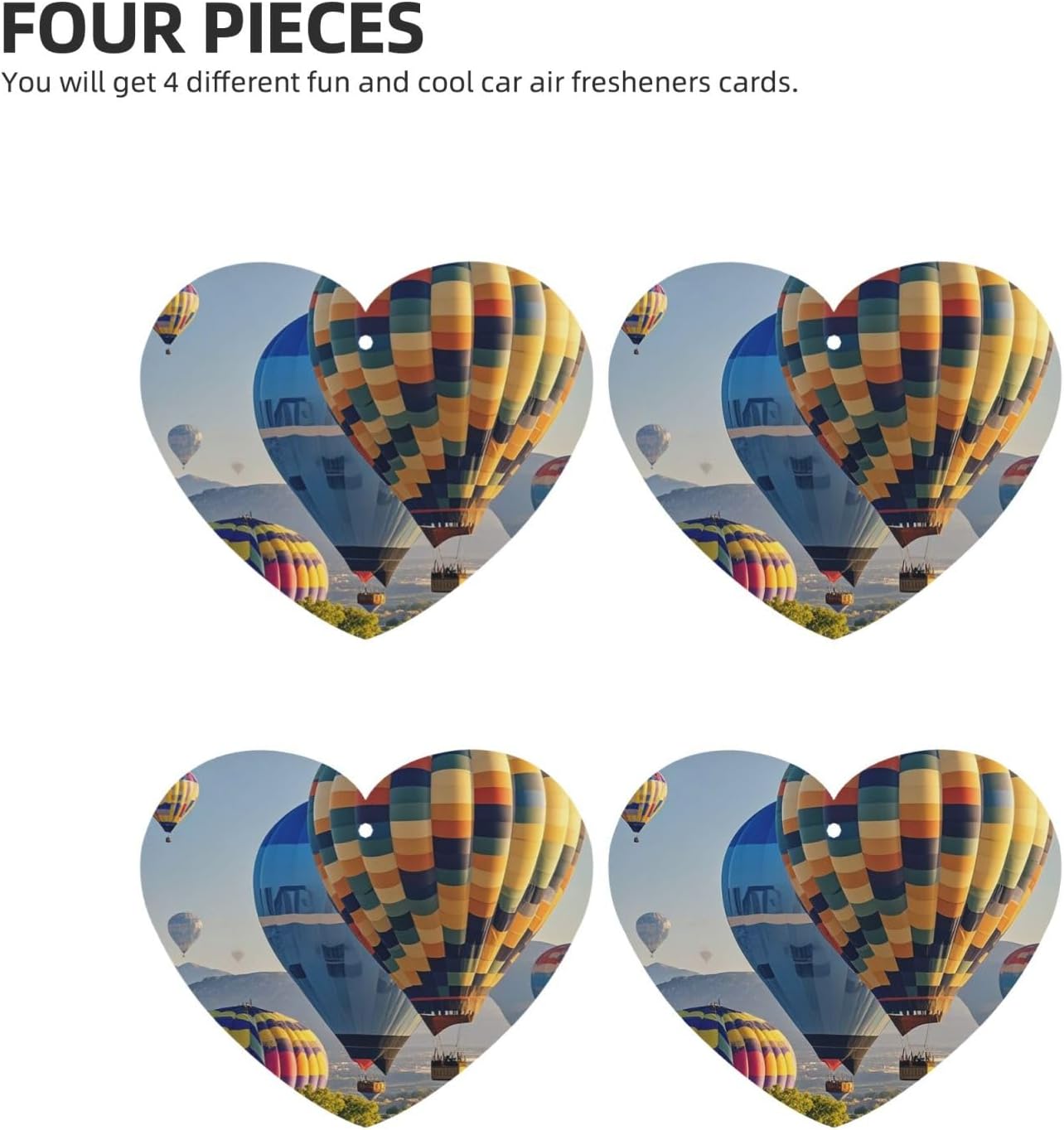 Hot Air Balloons (2) Car Air Fresheners Cards Set of 4 Pieces, Long-Lasting Auto Aromatherapy Tablets Gifts Car Rearview Mirror Pendant Hanging Scented Cards for Wardrobe Bathroom image 2