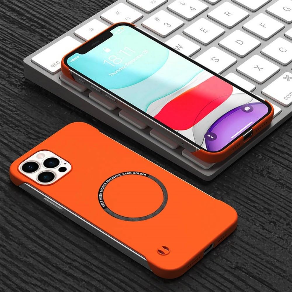 Coque rigide ultra-fine pour iPhone 15 Pro Max et 14 avec charge Magsafe orange - 7