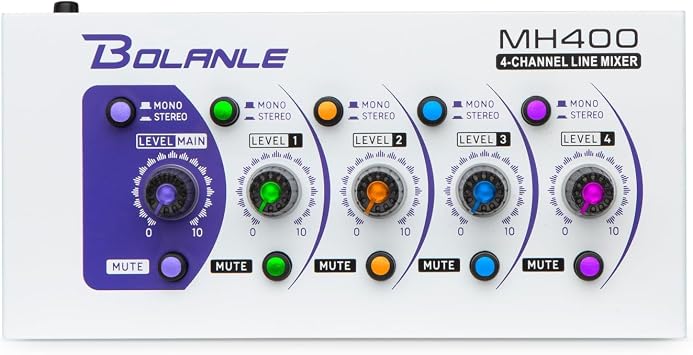 Bolanle MH400 4-Channel Stereo Line Mixer for Synths and Keyboards