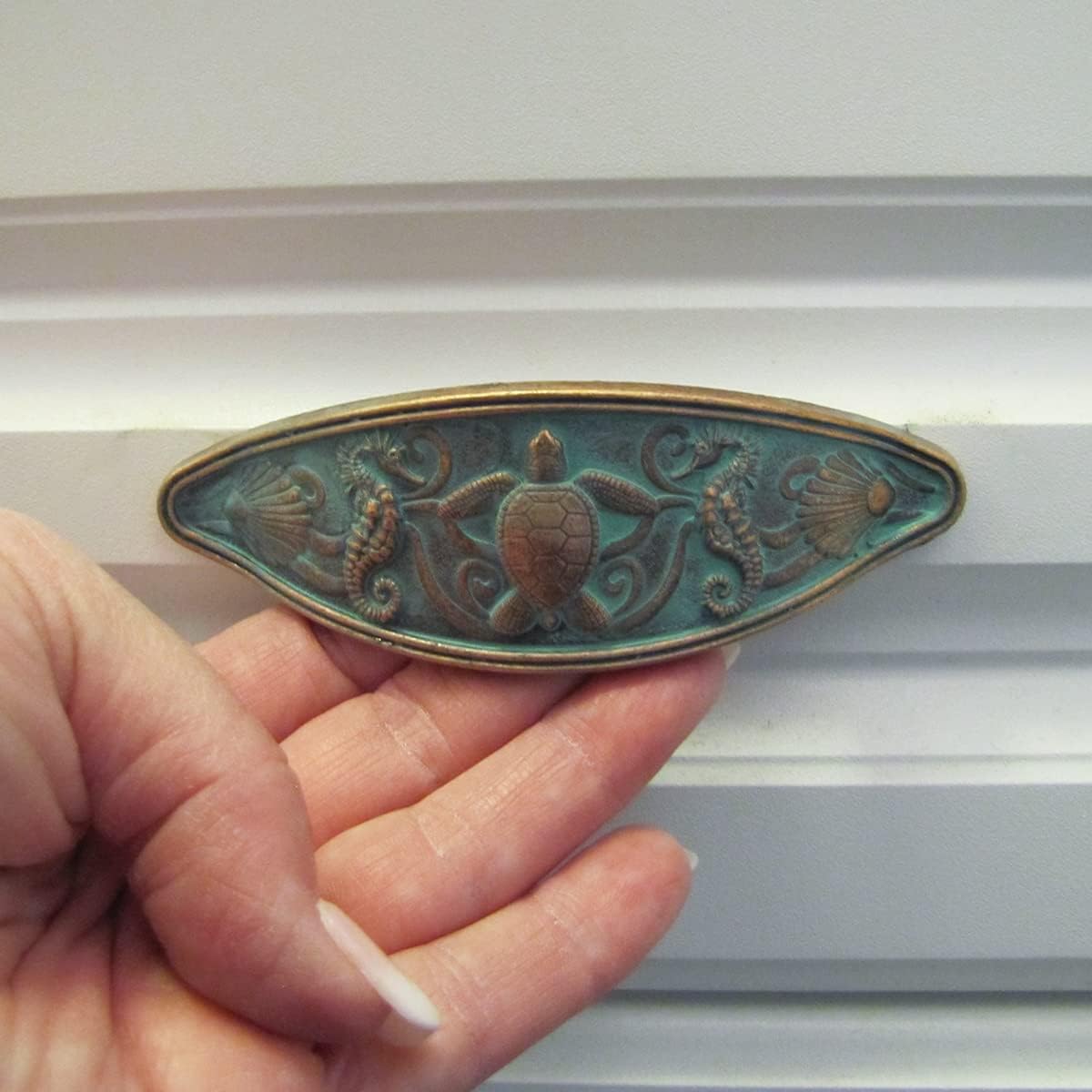 Treasure Gurus Nautical Verdigris Metal Handle Hardware Cabinet Vanity Drawer Pull Ocean Beach Coastal Decor