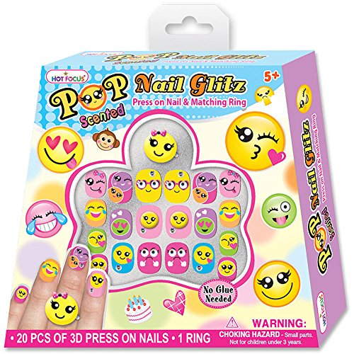 Hot Focus Emoji POP Nail Glitz with Matching Ring Toy