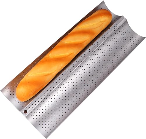 Miniatura 9 de Luxshiny Bandeja de parrilla Bandeja de parrilla antiadherente perforada para pan francés, bandeja para hornear pan francés, sartén para pan, 2