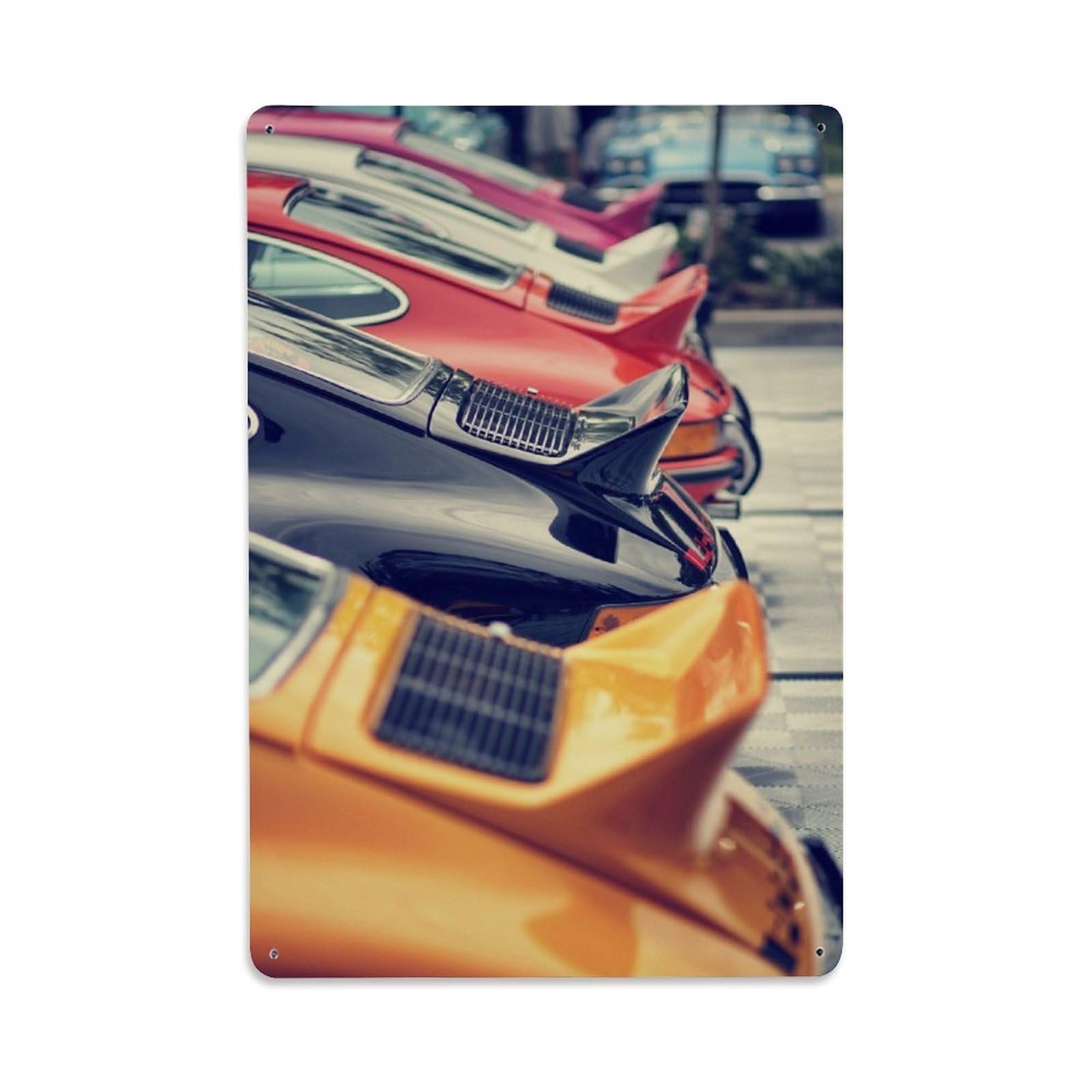 Supercar Vintage Design 911 Carrera Turbo Tail Fin Guide Metal Tin Sign Plaque Wall Decor for Cafe, Man Cave, Club Bar, Office, Home Garden Round Metal Poster 8x12Inch