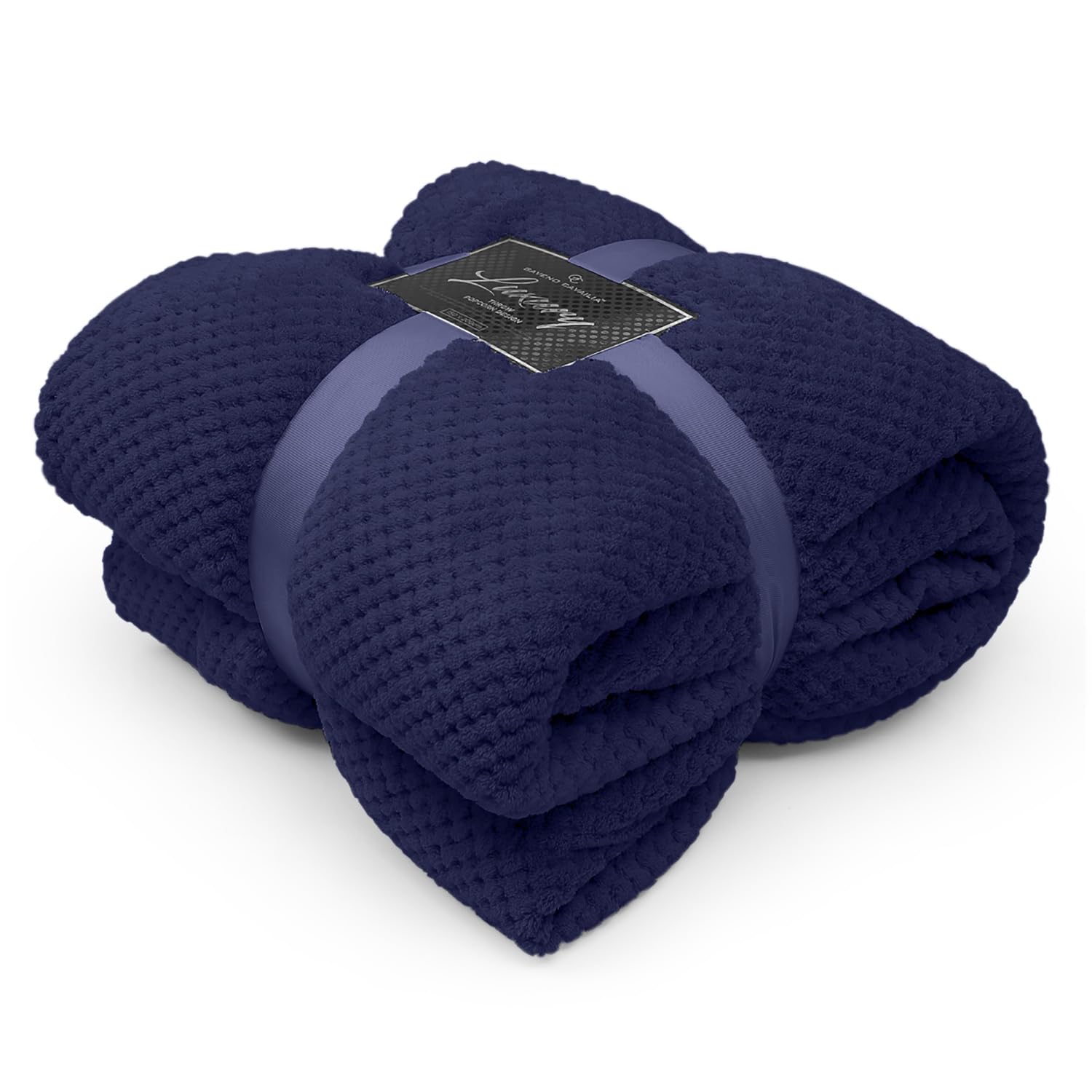 Gc Gaveno Cavailia Fluffy Pop Throw 150X200Cm Navy Lightweight Honeycomb Blanket For Bed Settee Throws For Sofas Couch Chair from B&Q