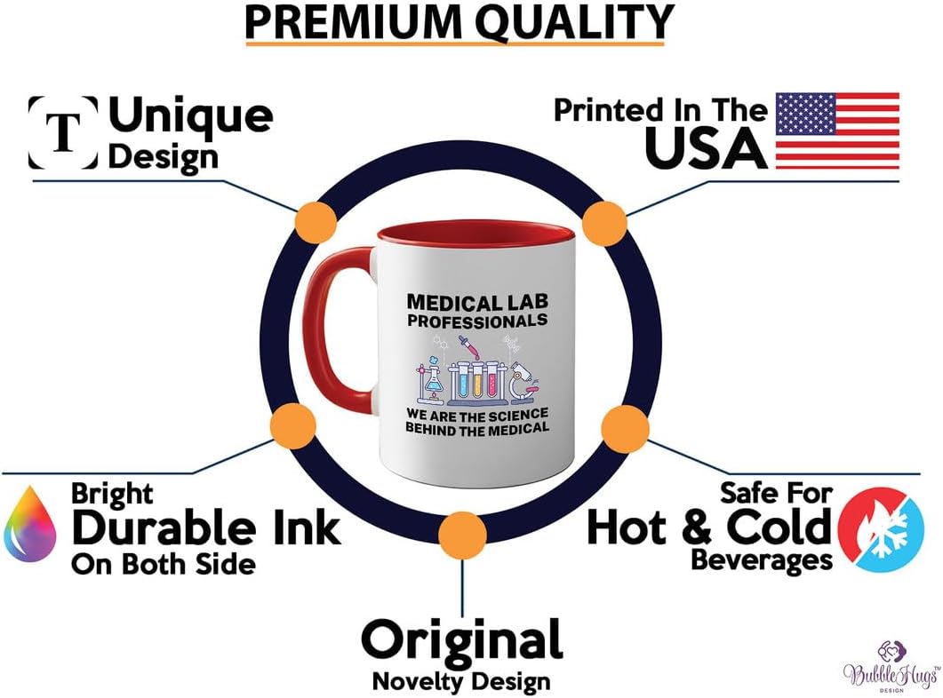Med Laboratory Professionals 2Tone Mug 11oz Red -Med Laboratory Professionals B - Doctor Pharmacist Nurse Pediatrician Lab Scientist Lab Assistant Biologist Microbiology