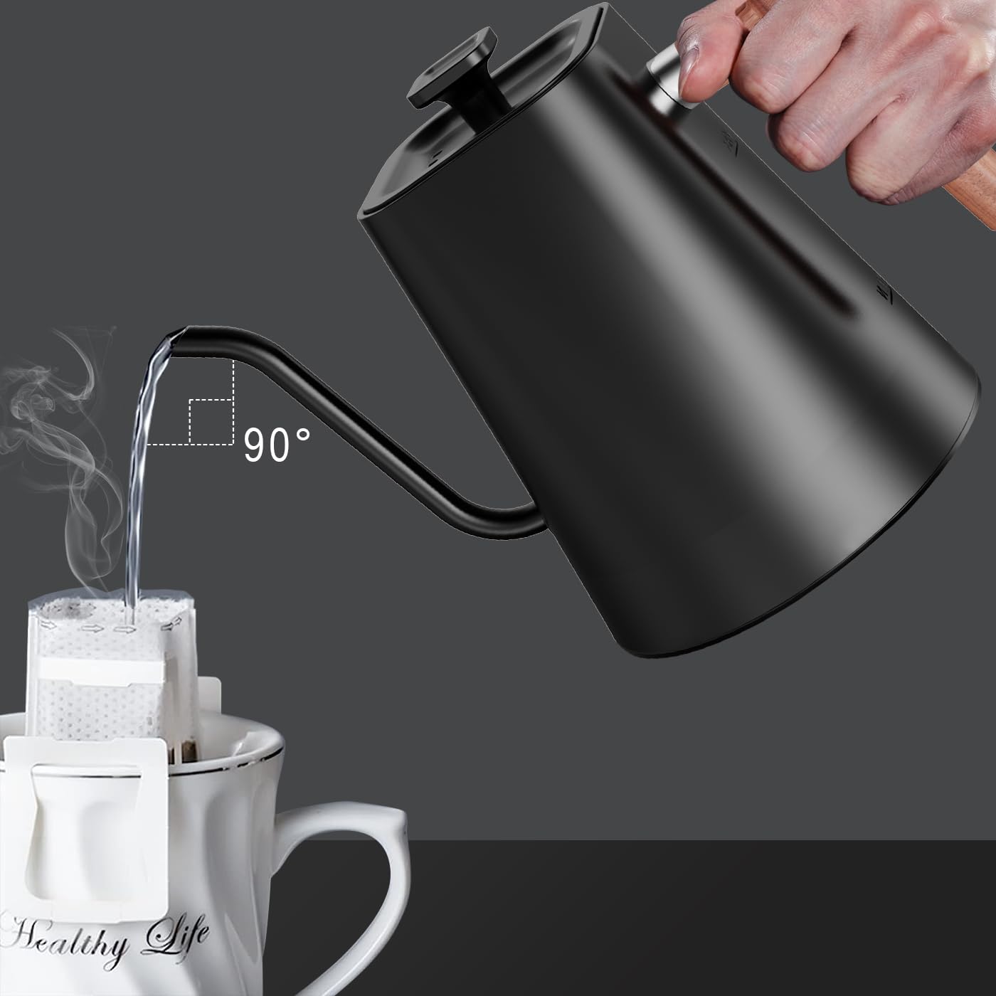 Bollitore Elettrico a Collo d'Oca, Caffè & Teiera con Display Digitale - Acciaio Inossidabile, Controllo della Temperatura in Tempo Reale, Riscaldamento Rapido per Casa
