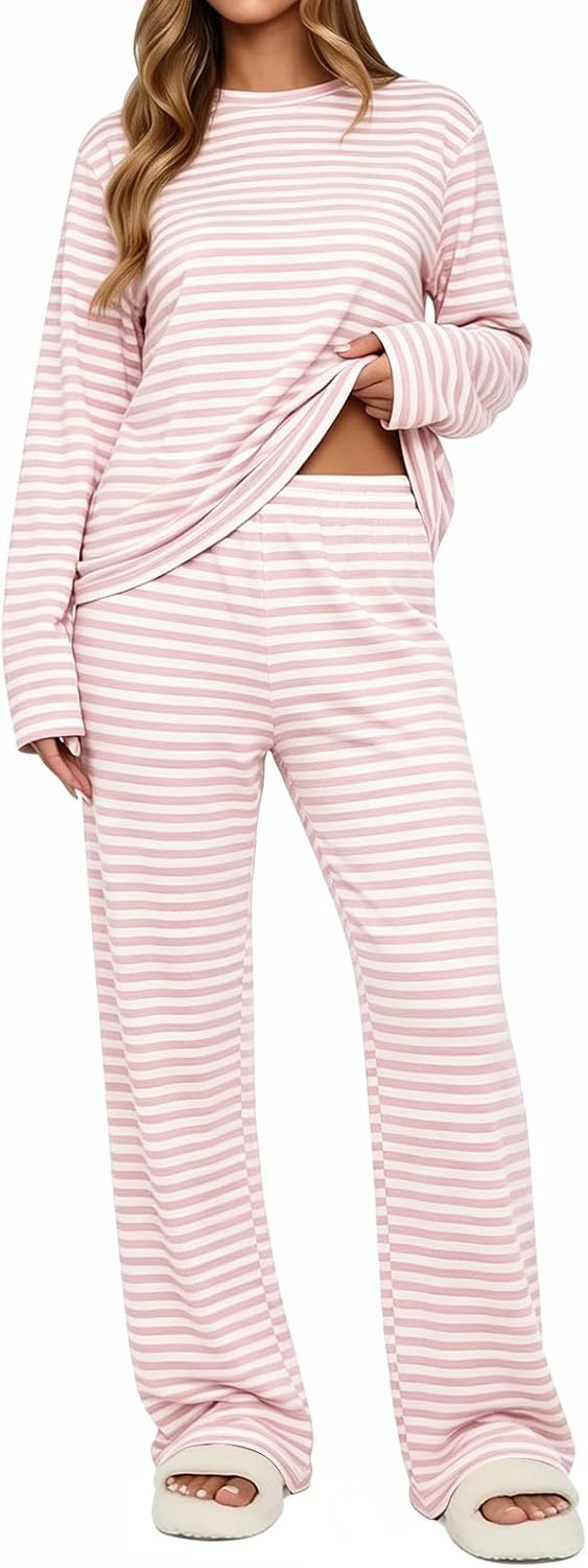 Lacozy 2 Piece Lounge Set Women Long Sleeve Top with Pants Comfy Sleepwear image 5