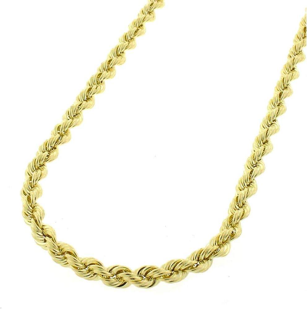 10K Gold 2MM 3MM 4MM Diamond Cut Rope Chain Necklace for Men and Women- Braided Twist Chain Necklace, 10K Gold Necklace, 10 Karat Gold Chain, Sizes 16-30