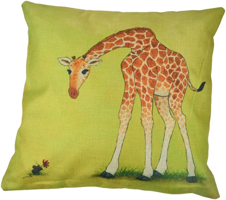 Cushion Pillow Case ,18 x 18 Retro Giraffe Personalized Square Cotton Linen Pillowcase Sofa Decorative Cushion Cover Bedding Home Decor Throw Pillow Cover - Green