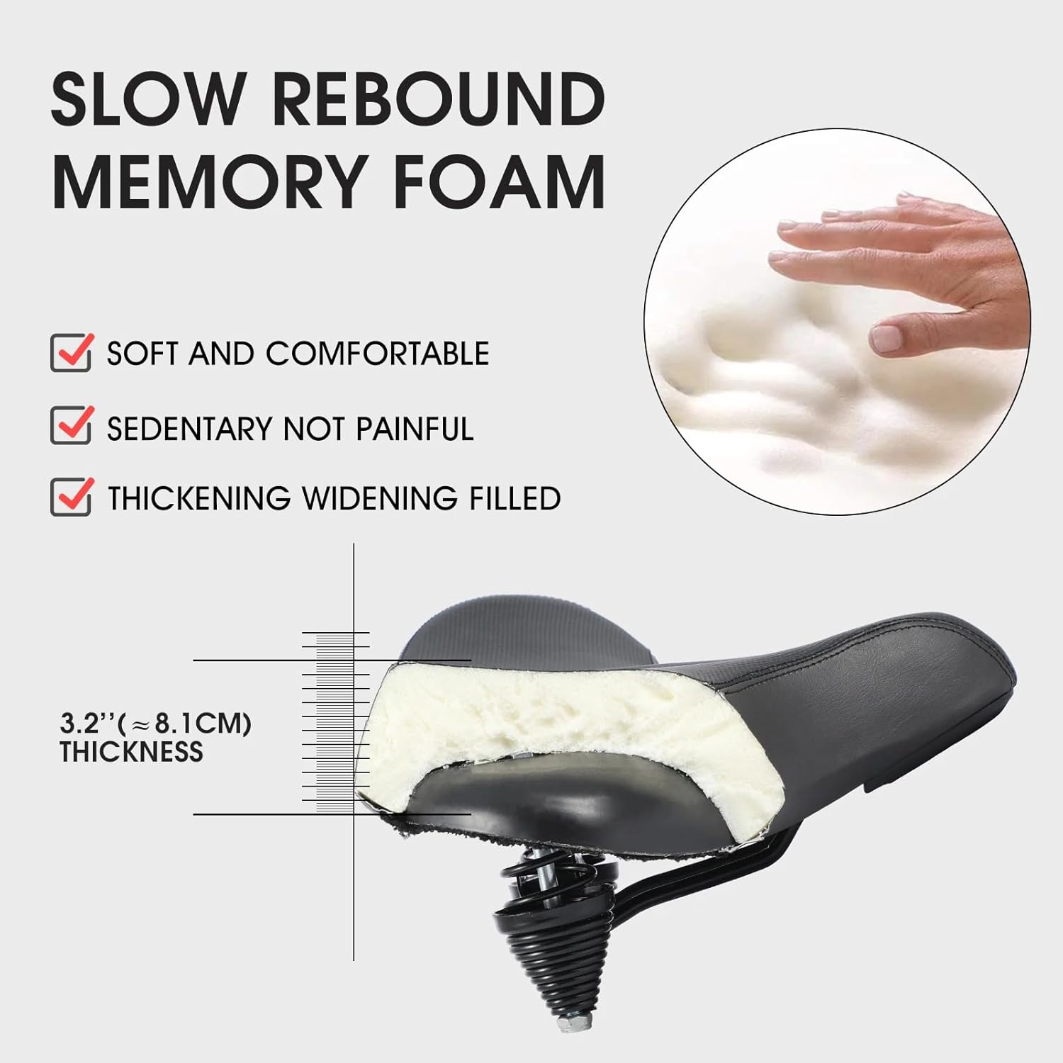 Extra Wide Bike Seat Memory Foam Comfort Saddle with Dual Shock Absorbers | Waterproof, Breathable for Exercise Spin Stationary Sport Mountain Road Bikes Outdoor Bikes