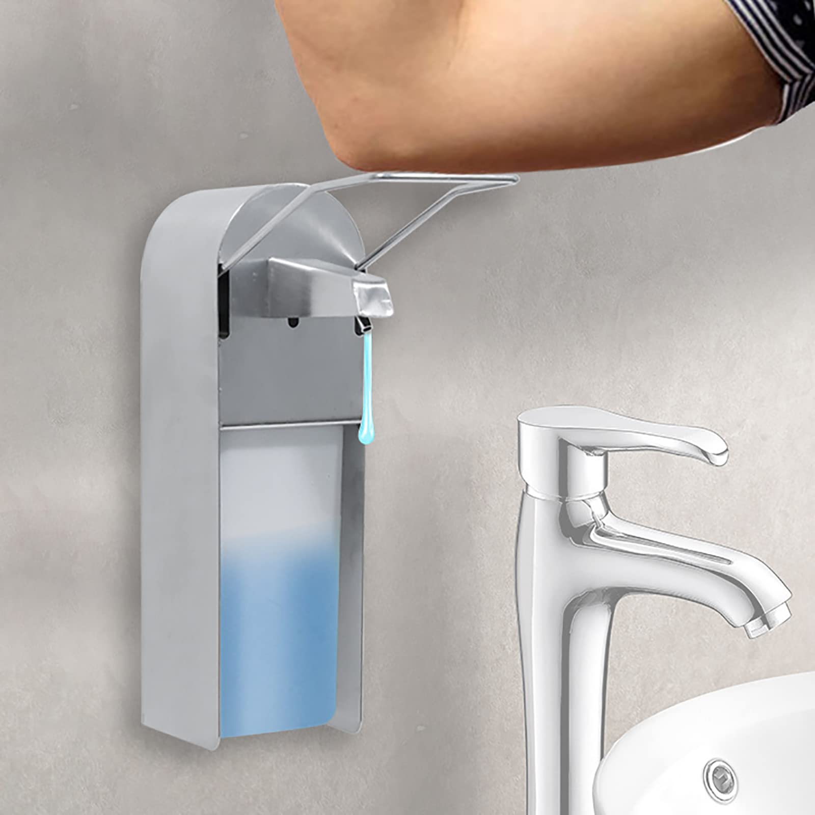 Dispenser di Sapone a Parete, Dispenser di Sapone Manuale per Bagno da Cucina Dispenser di Sapone per Le Mani Ricaricabile per di liquidi Camera di Gel per Shampoo per Uso Domestico Commerciale