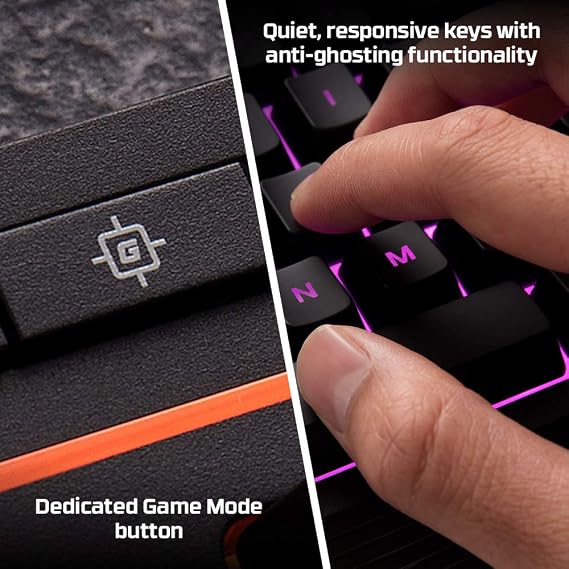 HyperX Alloy Core RGB Membrane Gaming Keyboard, Comfortable Quiet Silent Keys with RGB LED Lighting Effects, Spill Resistant, Dedicated Media Keys, Compatible with Windows 10/8.1/8/7 Black