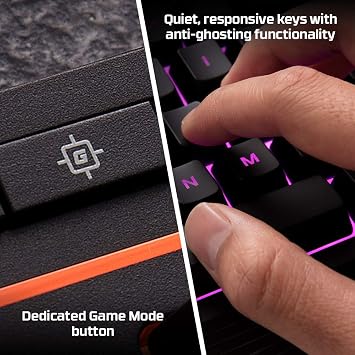 HyperX Alloy Core RGB Membrane Gaming Keyboard, Comfortable Quiet Silent Keys with RGB LED Lighting Effects, Spill Resistant, Dedicated Media Keys, Compatible with Windows 10/8.1/8/7 Black