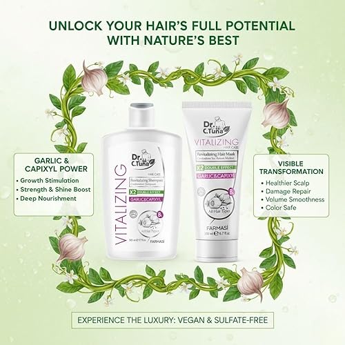 Miniatura 4 de FARMASI Dr. C. Tuna Vitalizing Garlic Shampoo and Hair Mask - Natural Treatment for Hair Growth, Prevents Loss, Stimulates Growth with Capixyl