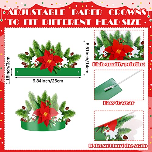 Woanger 48 Pcs Christmas Party Hat Xmas Paper Crown With Elastic Band Paper Hat Crown Adjustable Crown For Kids Xmas thumb #1