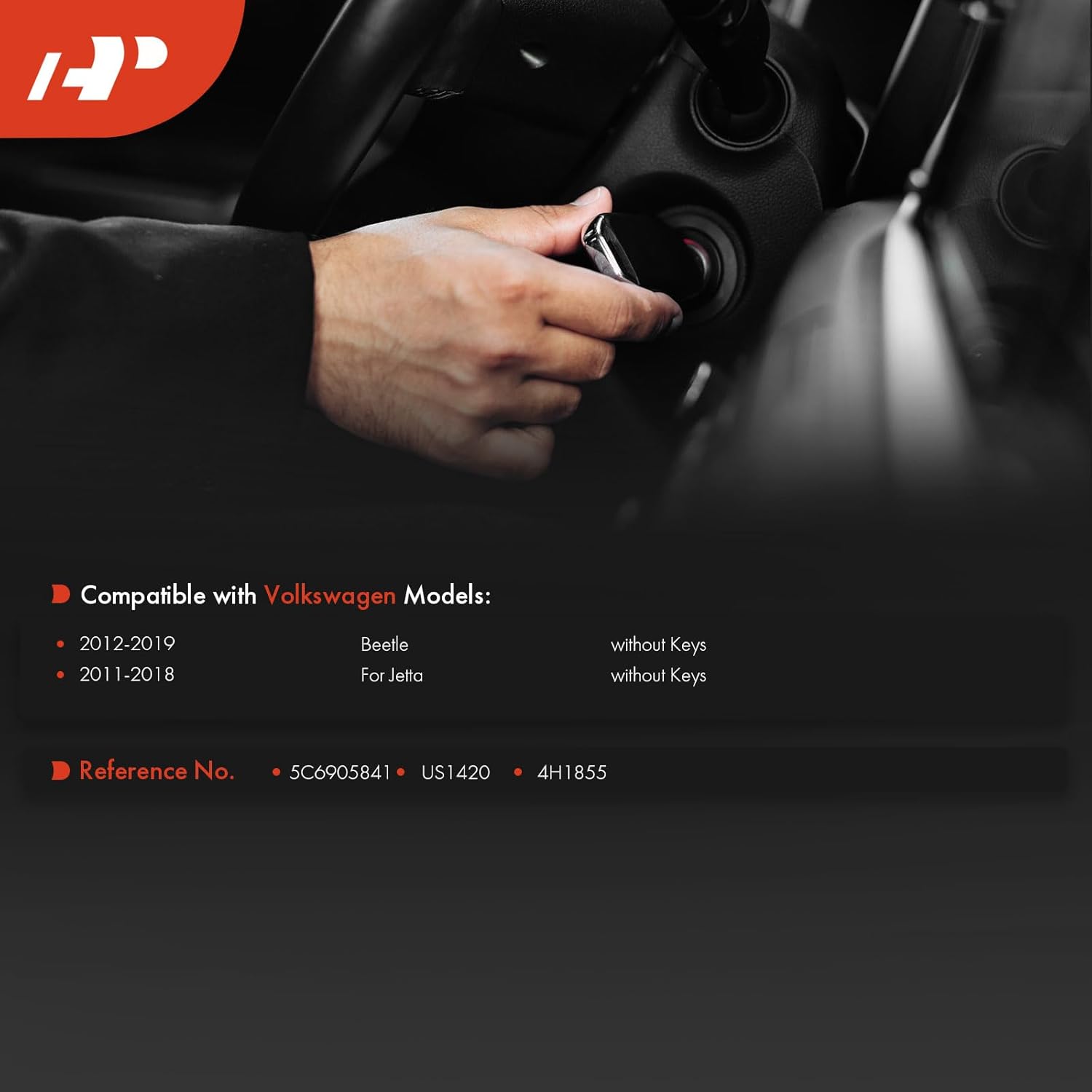 A-Premium Ignition Lock Cylinder Compatible with Volkswagen Vehicles - Jetta 2011-2018, Beetle 2012-2019