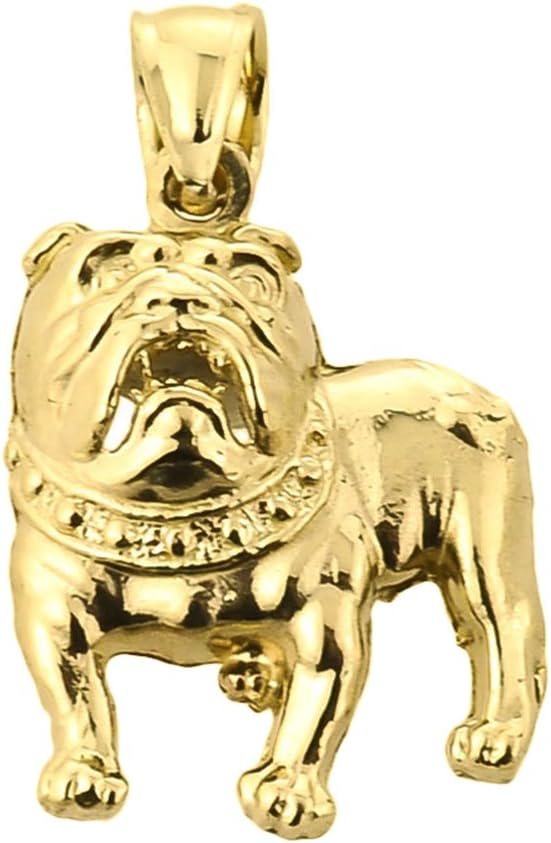 High Polish 14k Yellow Gold Bulldog Charm Pendant