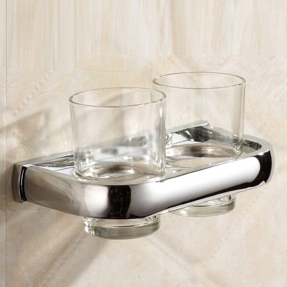GZZ Europäischen Stil Kupfer Einfache Transparente Glas Zahnputzbecher Doppel Tasse Set, Home Hotel Badezimmer Dekoration Zahnbürste Becherhalter Set