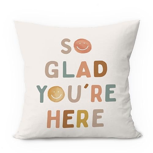 Boho Classroom Decor, So Glad You're Here Pillow Cover 18x18,