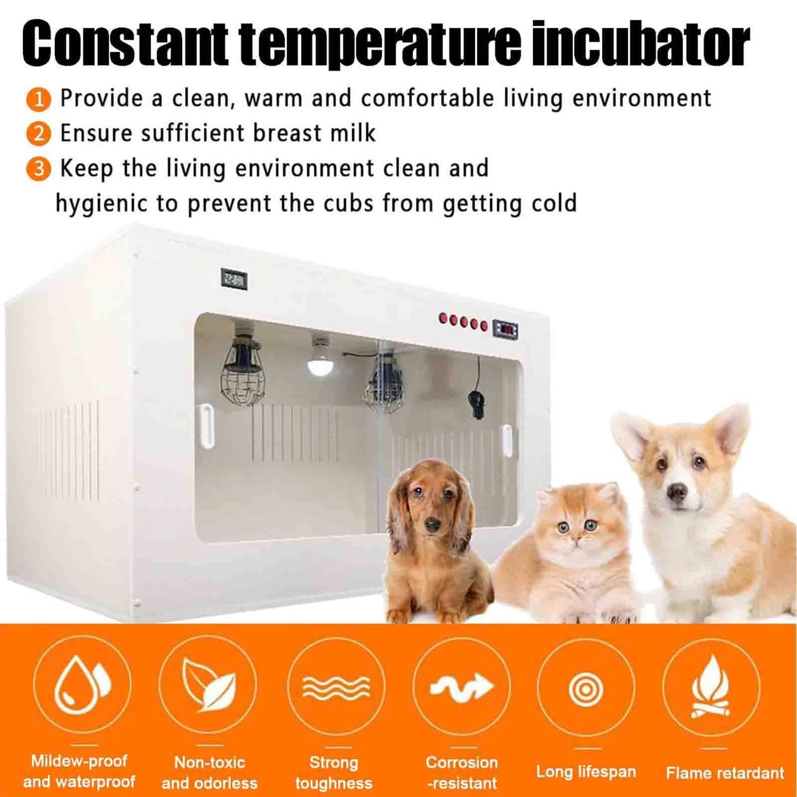 Incubatrice portatile isolata per cuccioli con riscaldamento e ventilatore, compatta per il trasporto sicuro e l'assistenza domiciliare di cani e gatti appena nati