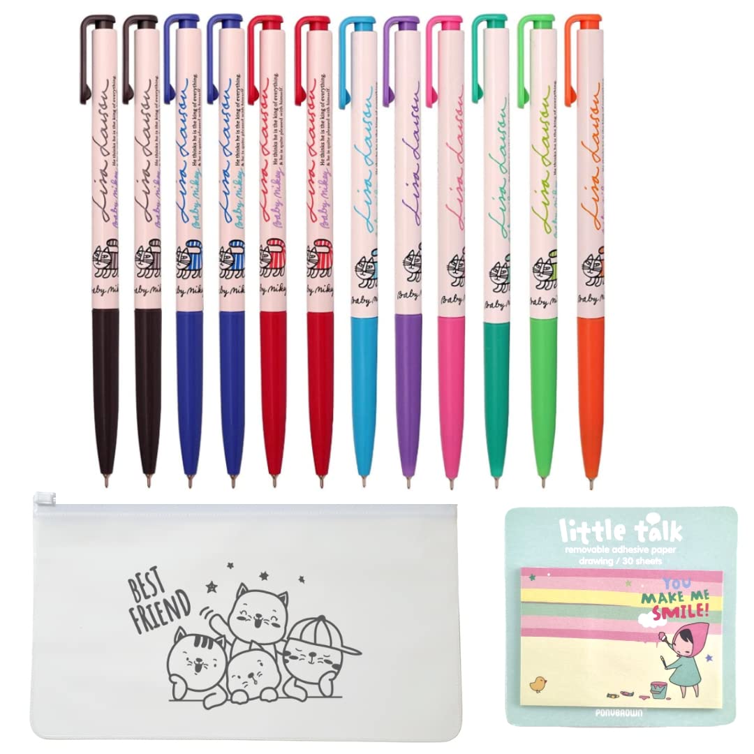 Buy Xeno Cute Slim Ballpoint Pen 0.38mm 9 Colorful Assorted Ink 12