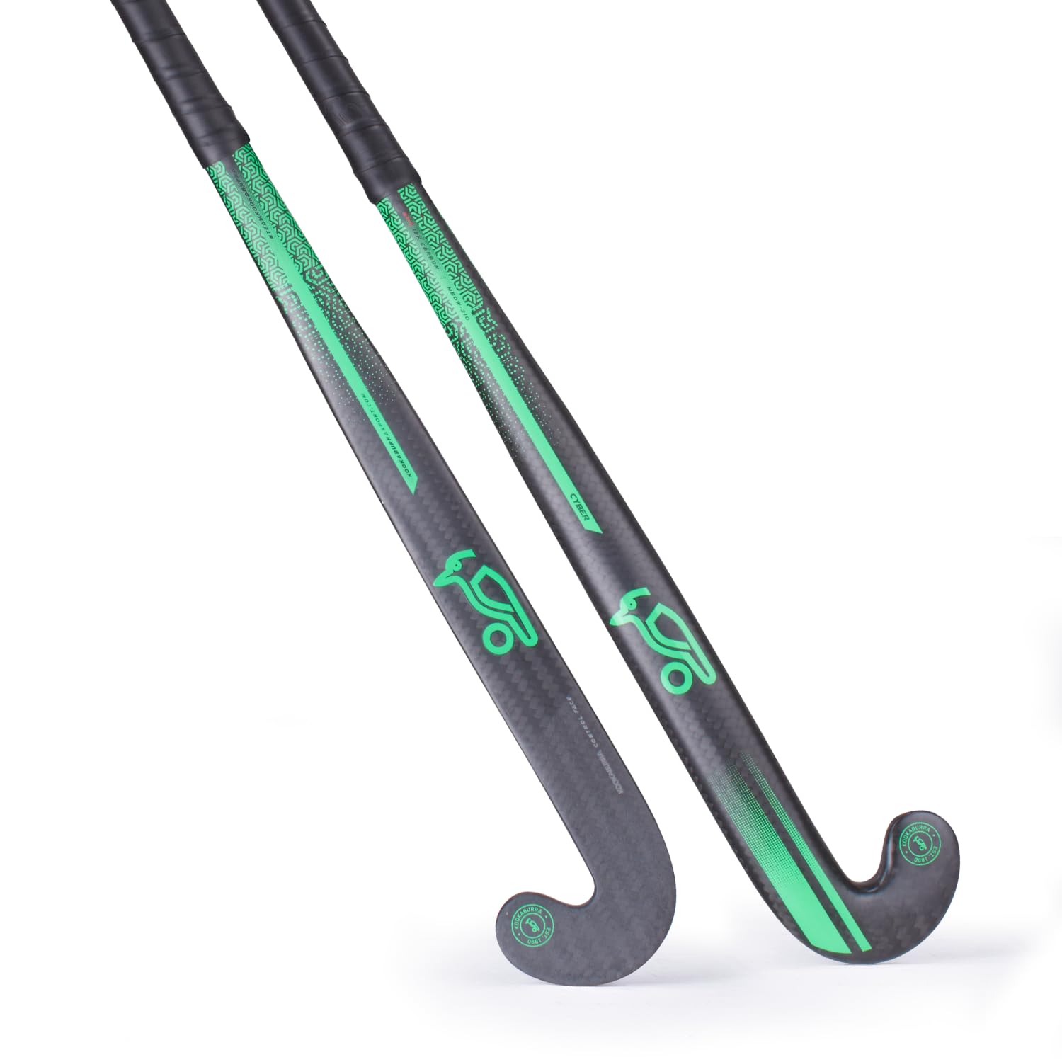 Kookaburra Hat Cyber Mid Bow Stick Palo de Hockey sobre césped, Unisex, Negro/Verde, 37.5" Light