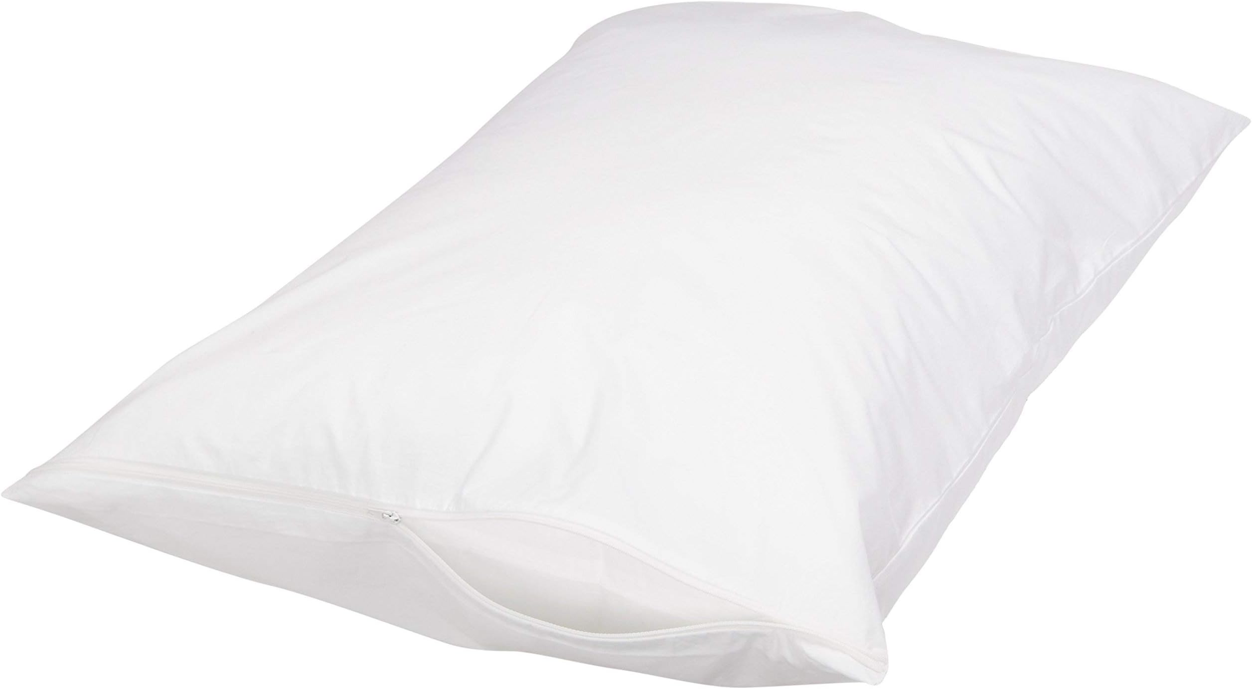 Amazon Basics Queen Size Pillowcase with Zipper, 100% Cotton Hypoallergenic, White (31 x 21 Inches), Pillows Not Included