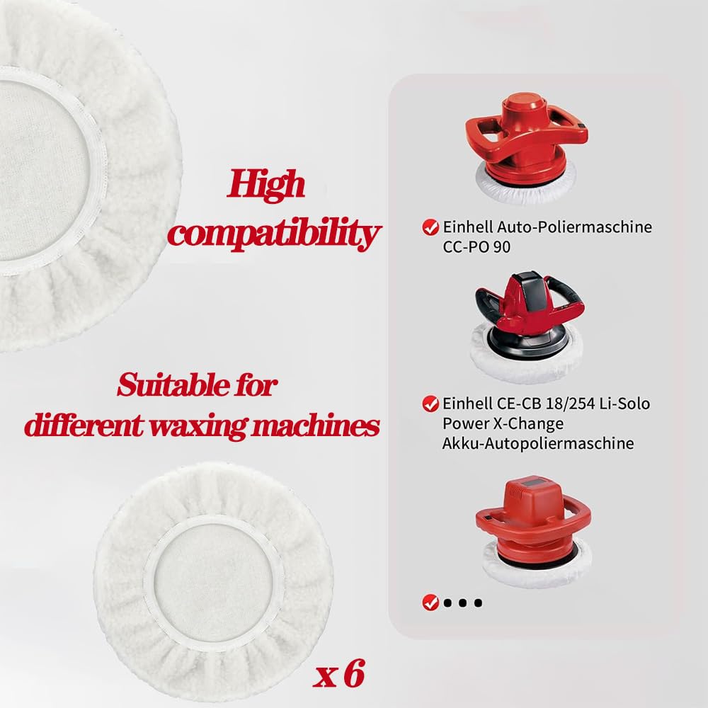 4 Stück Lammwoll-Polierhauben Für Einhell Poliermaschinen - 220-250mm Für Auto & Oberflächen