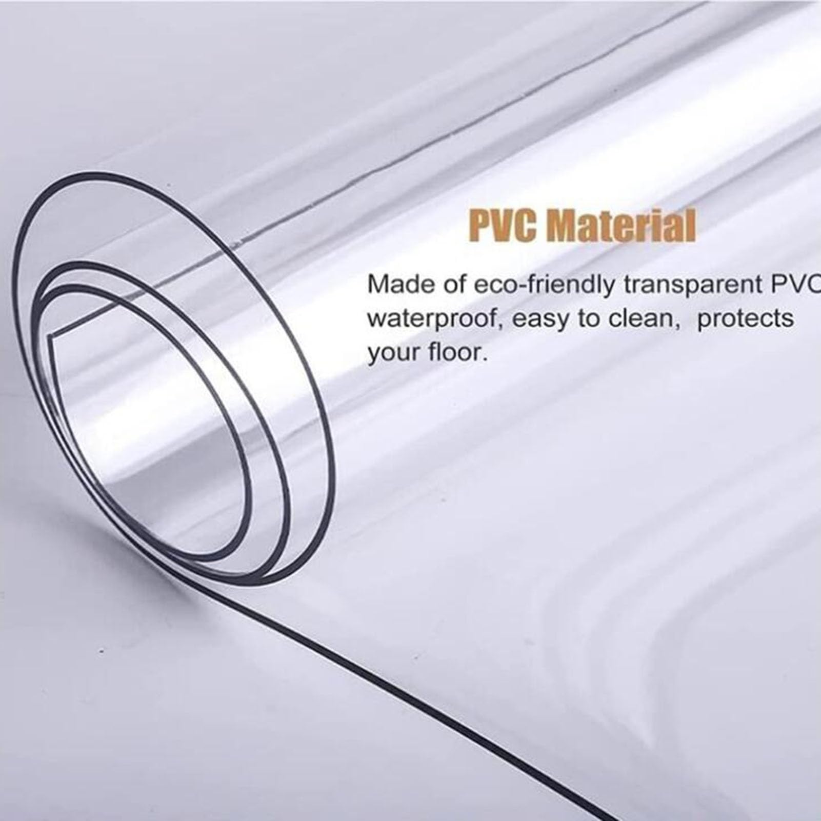 Chemin de sol en plastique vinyle – Protection de tapis imperméable à poils courts anti-rayures transparent pour table et chaise (taille : 130 x 240 cm)