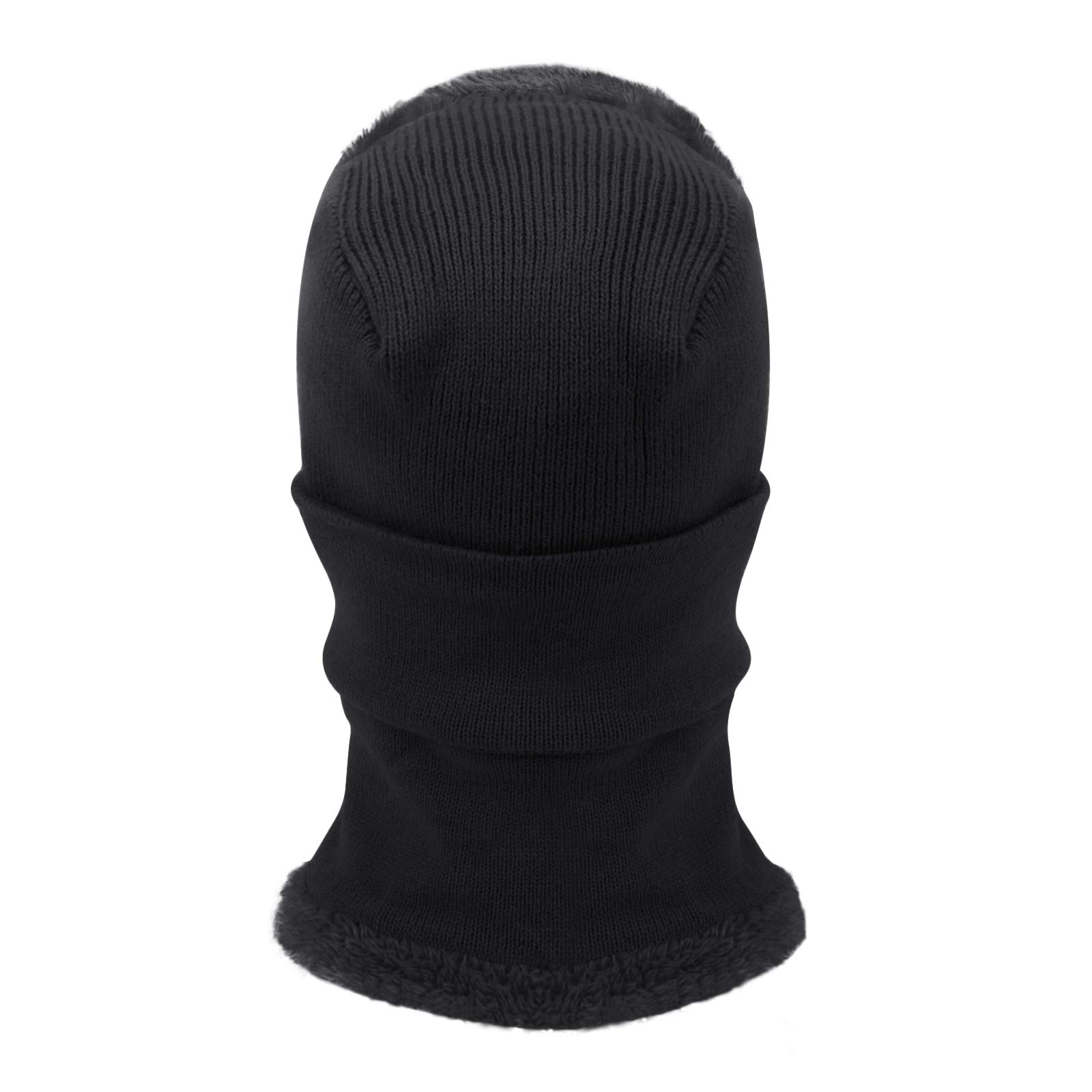 Pasamontañas con forro polar para mujer, resistente al viento, cálido, de punto, con capucha - negro - Talla única