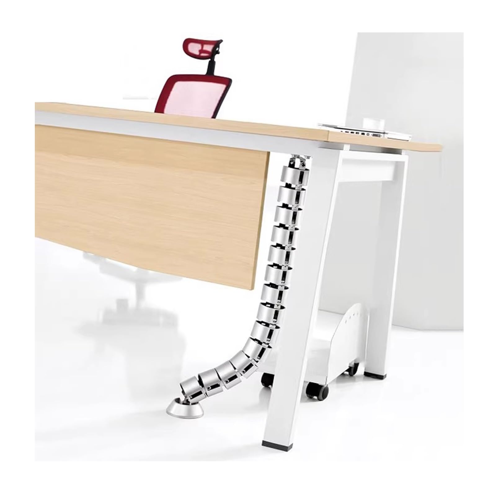 HAIXHX Passacavi Canalina portacavi Flessibile e Regolabile a Forma di Serpente, Nascondicavo Pieghevole sotto la scrivania, Organizzatore di Cavi da scrivania(White)