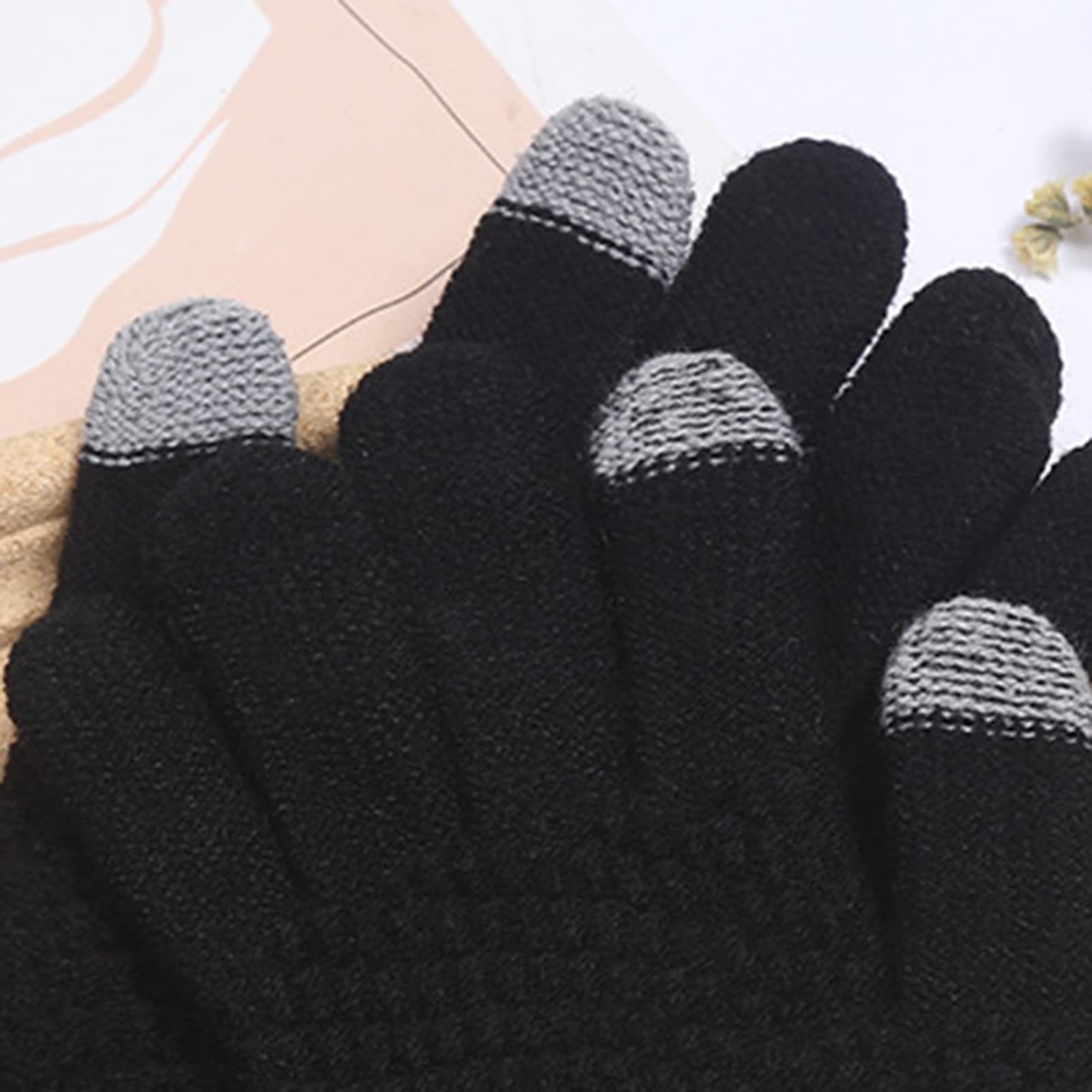 2 Paires De Gants Tactiles XNIVUIS - Blanc Et Noir - Chauds Et Compatibles Smartphones