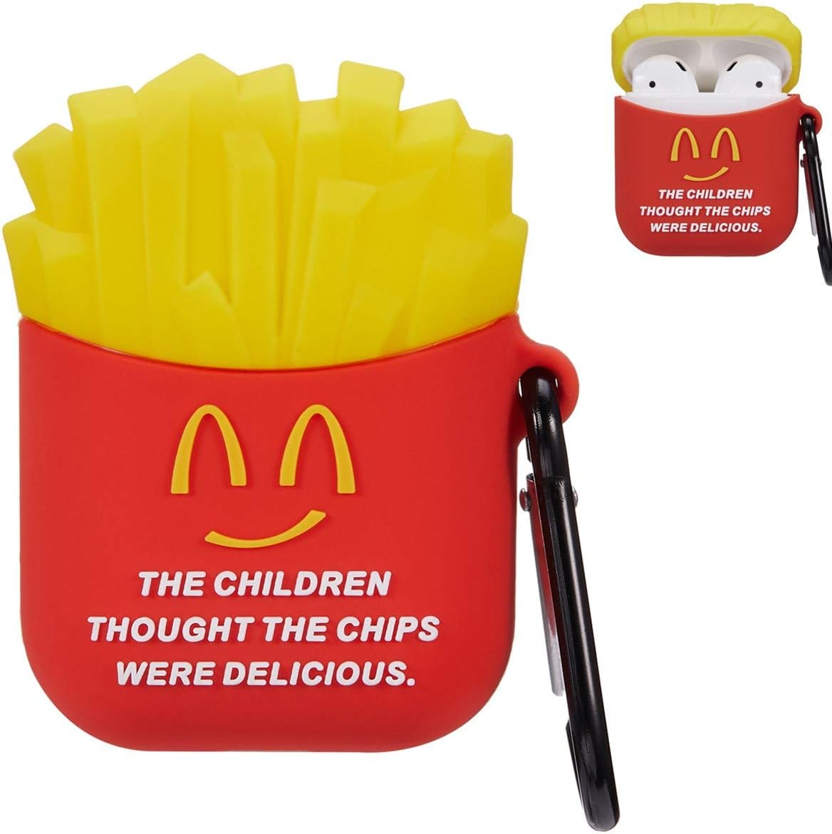 French Fries Airpod Case for Apple Airpods 1&2,Cute 3D Funny Cartoon Character Soft Silicone Catalyst Cover,Kawaii Fun Cool Keychain Design Skin,Fashion Cases for Girls Kids Teens Air pods