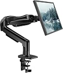 HUANUO Moniteur unique, 13 à 32 Bras de moniteur de conception de pouce, support réglable, montage Vesa avec pince et base Grommet - Convient 4.4 à 19.8lbs LCD Moniteurs d'ordinateur