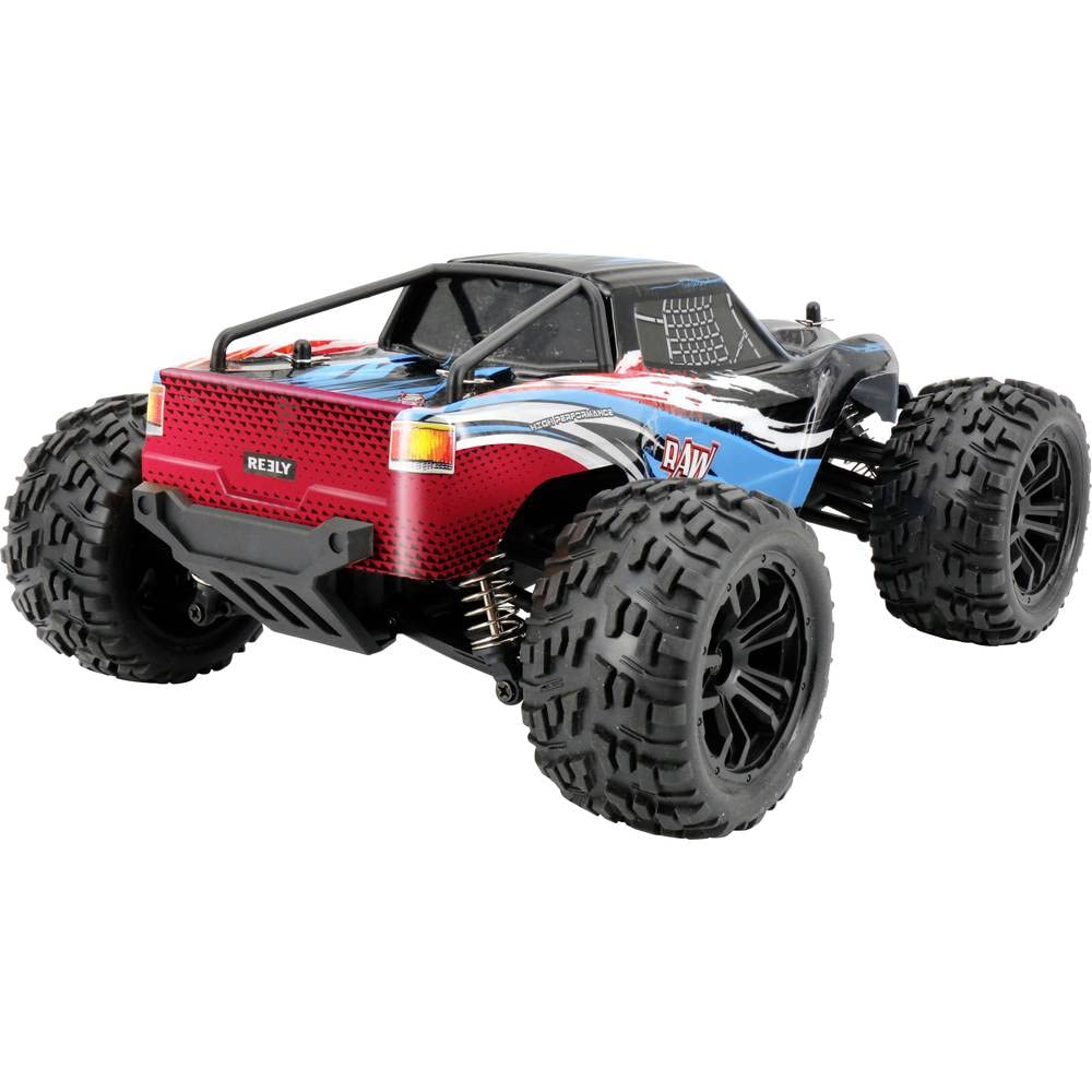 Reely RAW niebieski szczotkowany 1:14 RC model samochodu elektryczny monster truck napęd na wszystkie koła (4WD) RTR 2,4 GHz z z akumulatorem i ładowarką