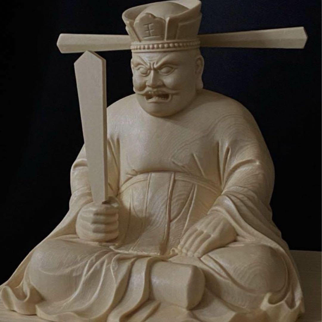井波彫刻　総檜材　仏教工芸品　木彫仏像　仏師手仕上げ品 地獄の主　閻魔大王座像 Amazon.co.jp: 井波彫刻 総檜材 仏教工芸品 木彫仏像 仏師手