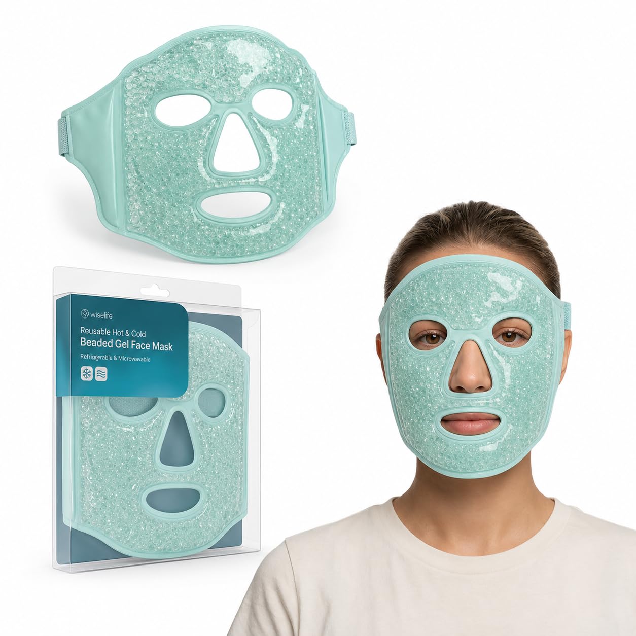 Wiselife Ice Face Mask for Puffiness & Dark Circles | Reusable Gel Bead Cold & Hot Compress Eye Mask | Face Cooling Mask for Headache Relief, Skin Care & Spa Therapy-picture-56