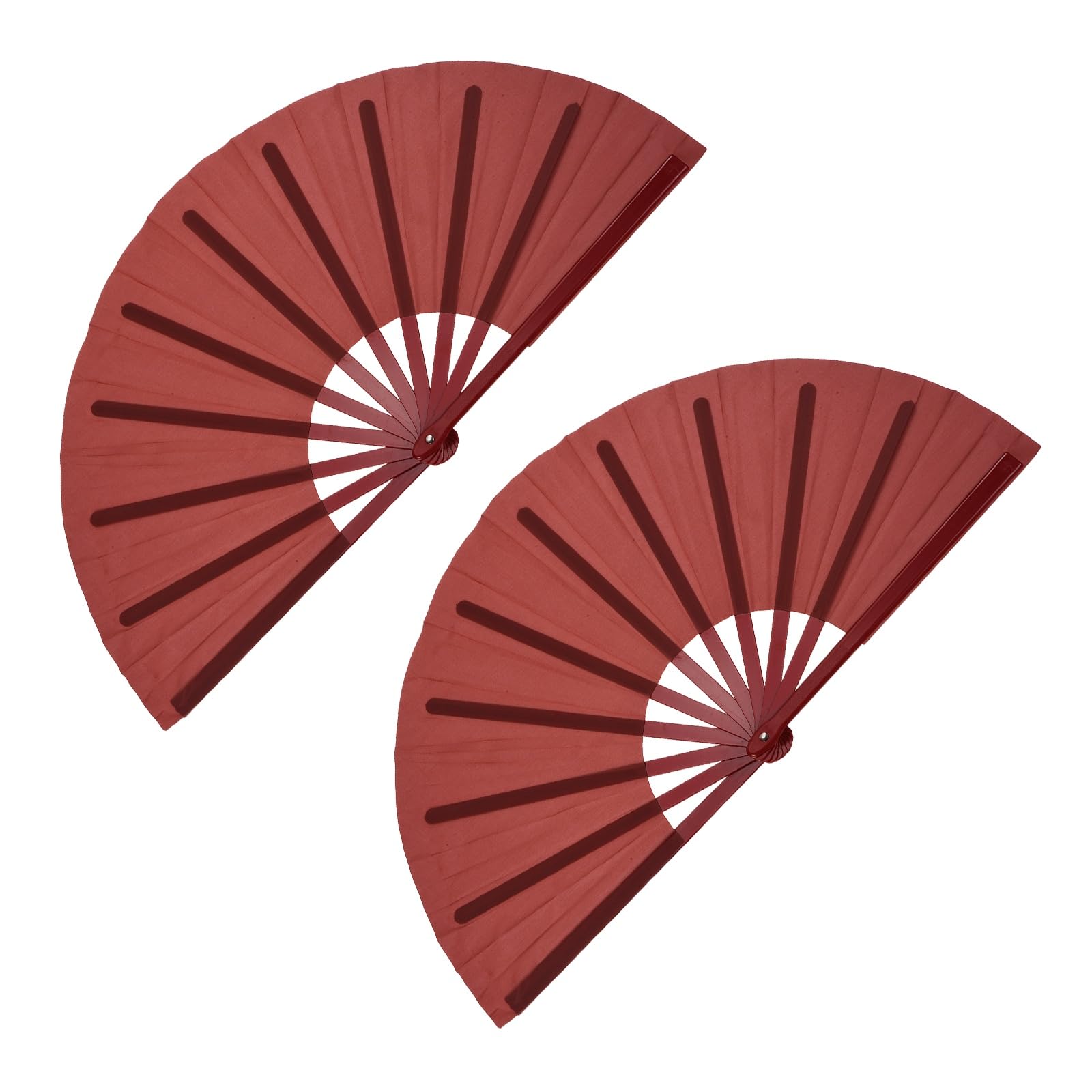 sourcing map 2Pcs Large Folding Hand Rave Fan, Decorative Handheld Folding Hand Clacking Fan for Line Dancing Festival Party Performance Decoration, Burgundy