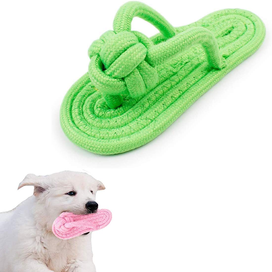 Pet Guard Slipper Dog Chewing Shoes Cotton Rope Molar Toy for Dog Play Cat Rope Toy Resistant Training Slipper for Puppies Adult Dogs (Green, Pack of 1) (B08X1FD4YB) Amazon Price History, Amazon Price Tracker