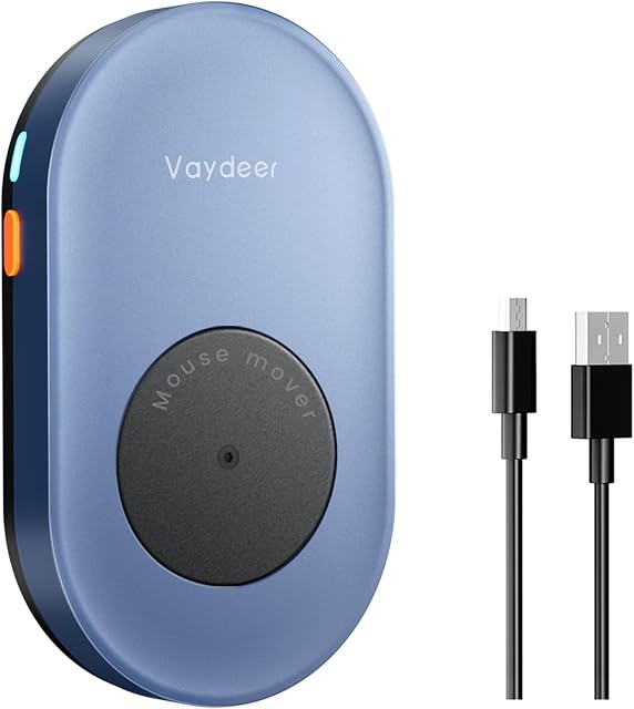 Vaydeer Mouse Jiggler Mechanically Mouse Mover, niewymagający sterowników i niewykrywalny symulator ruchu myszki komputerowej, z przełącznikiem on/off i połączeniem USB, symuluje ruch wskaźnika myszy