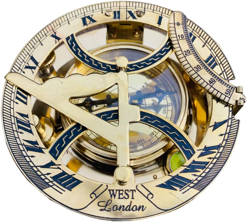 Antique Nautical 5 Inches Perfectly Calibrated Sundial Compass Pocket Working Handmade Engraved Gift