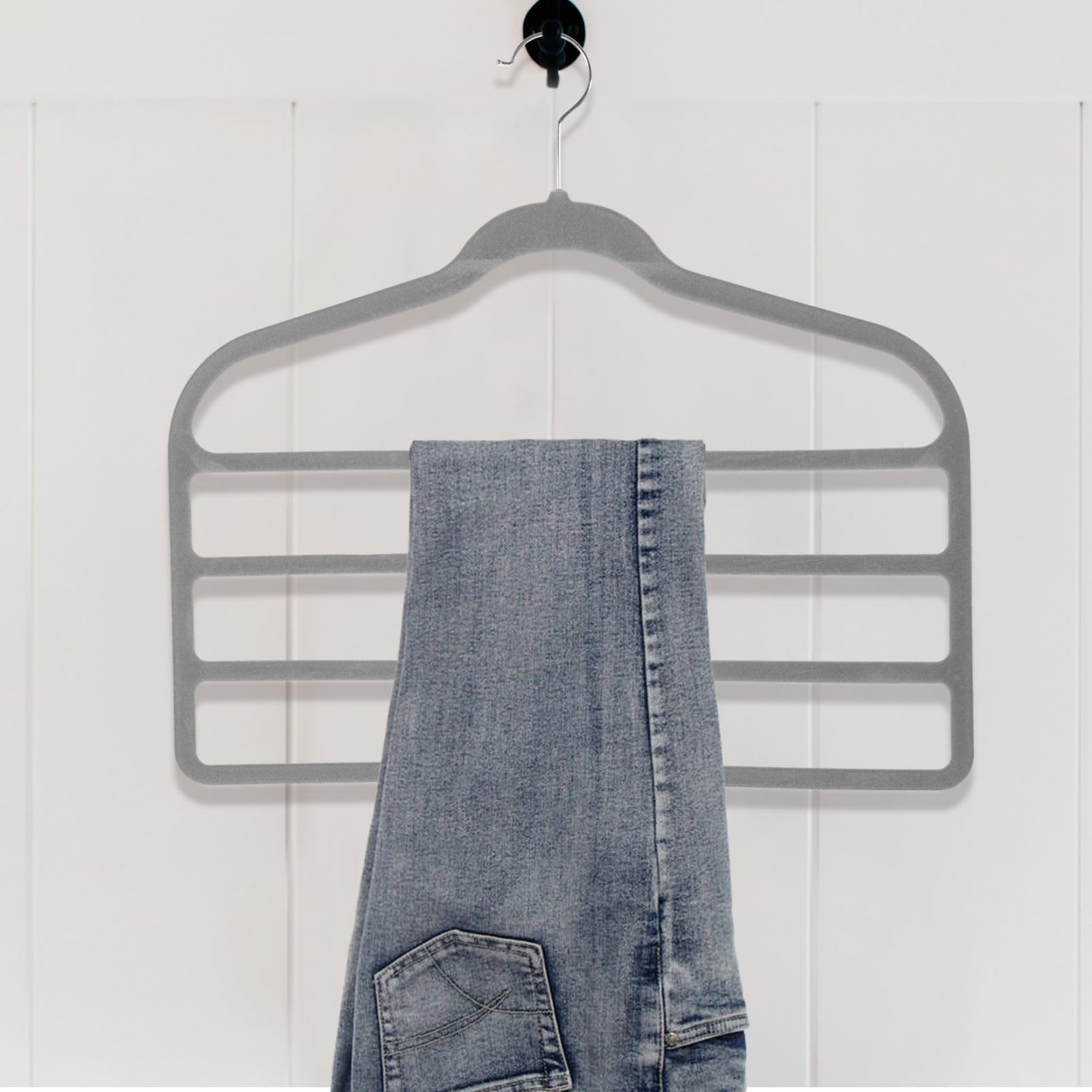 Perchas Multicapa Paquete de 10 Piezas Material de Terciopelo Antideslizante Organizador Multifunción para Ahorrar Espacio Armario para Pantalones