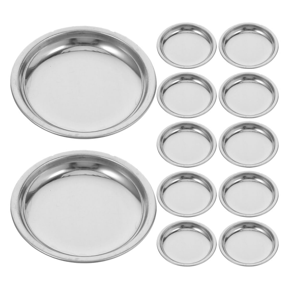 CIYODO 12pcs Stainless Steel Round Tea Bag Coasters Holder Plates Kitchen Saucer for Neat Tea Drinking Area Versatile Dipping Dish Seasoning Tray for Home Office Party