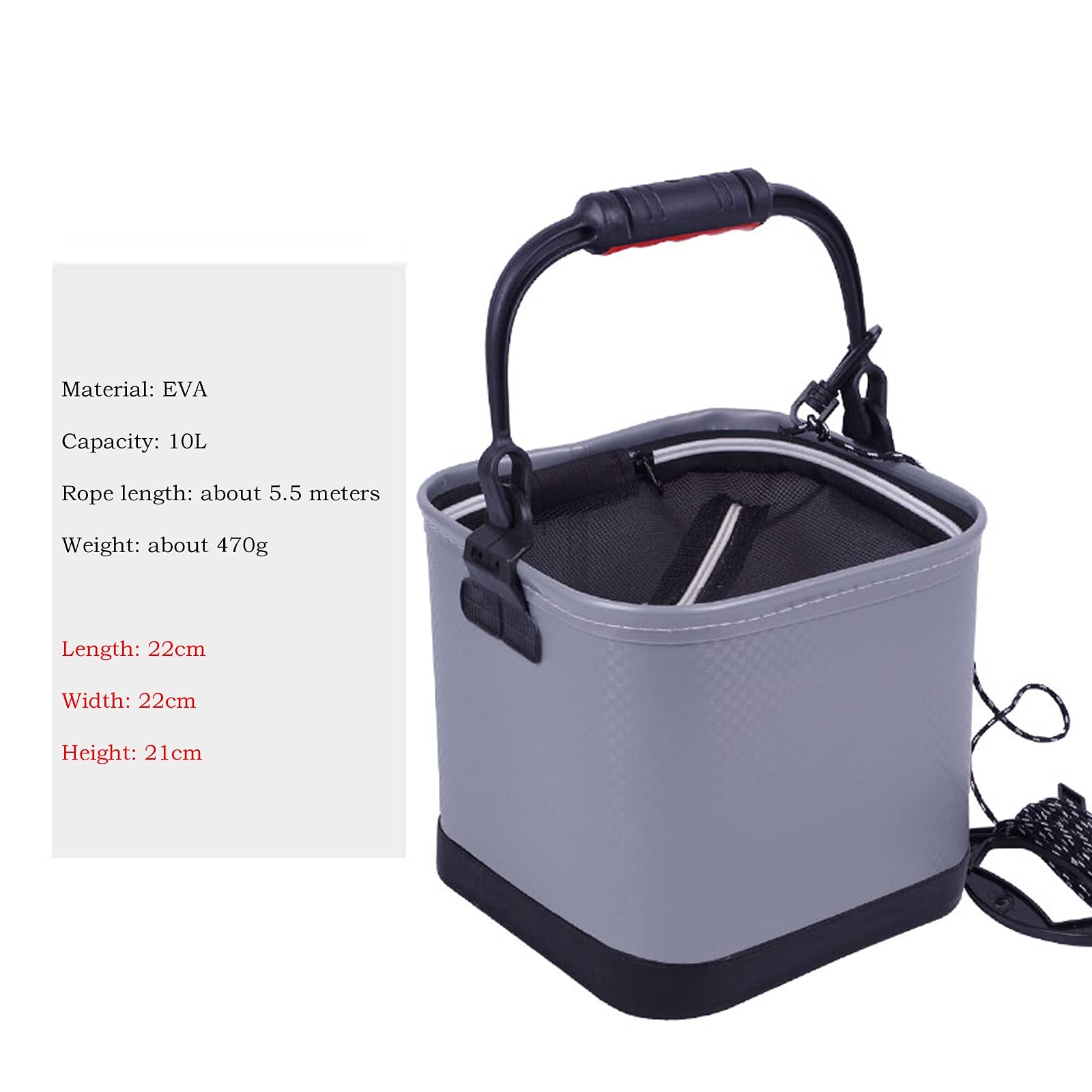 Barile di Viaggio Multifunzionale Pieghevole, Secchio da Pesca Secchio for Esche da Pesca Secchio Portatile Pieghevole con Corda Secchio da Pesca Ispessito(Schwarz)
