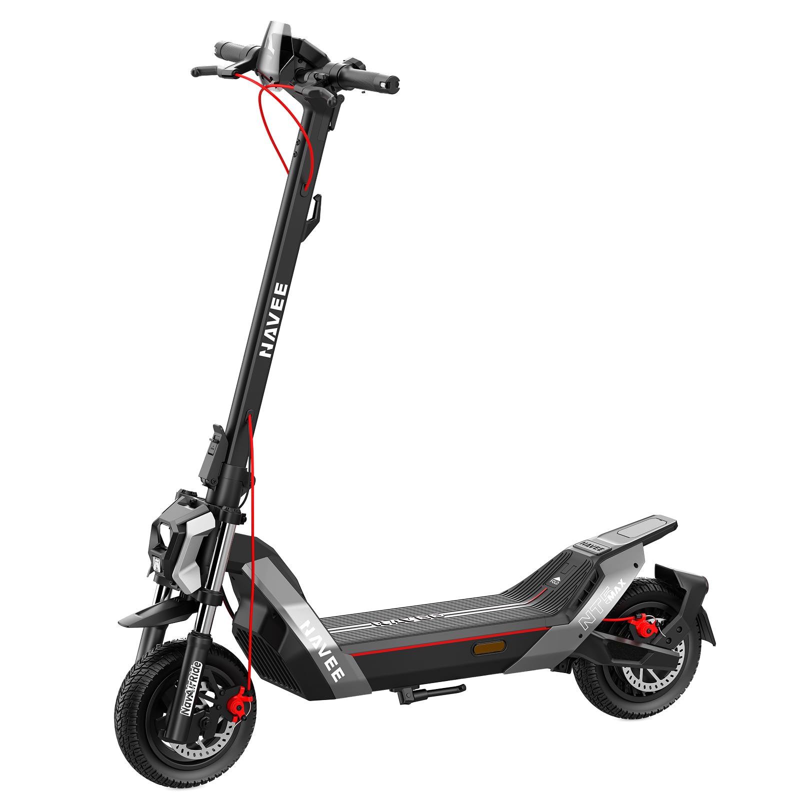 NAVEE NT5 Max High-Speed Electric Scooter for Adults, 50 km/h Max Speed, 83 km Long Range, 1900W Powerful Motor,Dual Disc Brakes+EABS, Front & Rear Suspension, 10.5" Tubeless Tires,IPX6, Apple Find My - 2