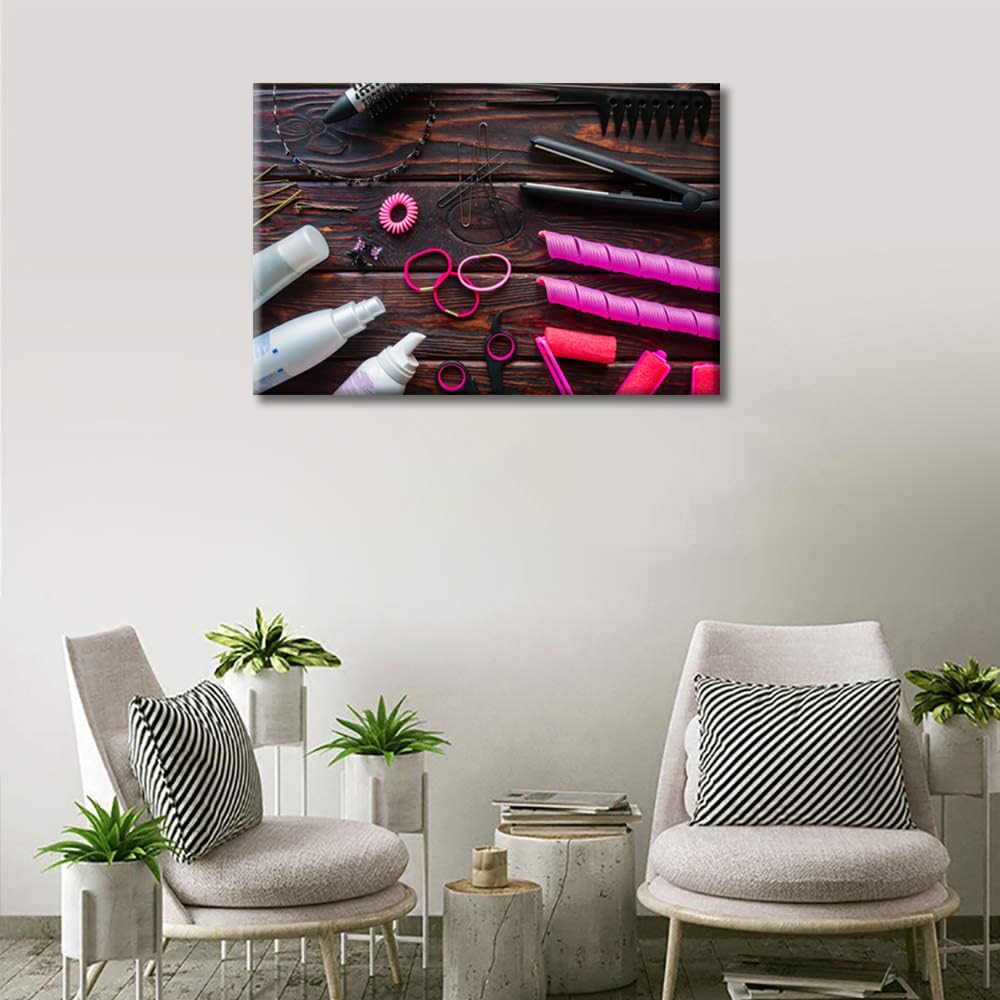 TISHIRON Professional Haircut Tools Canvas Paintings Wall Art Beauty Salon Artwork Haircut Accessories Pictures Home Decor 1 Pieces Posters and Prints Stretched and Framed Ready to Hang (16" Wx24 H) - Image 3