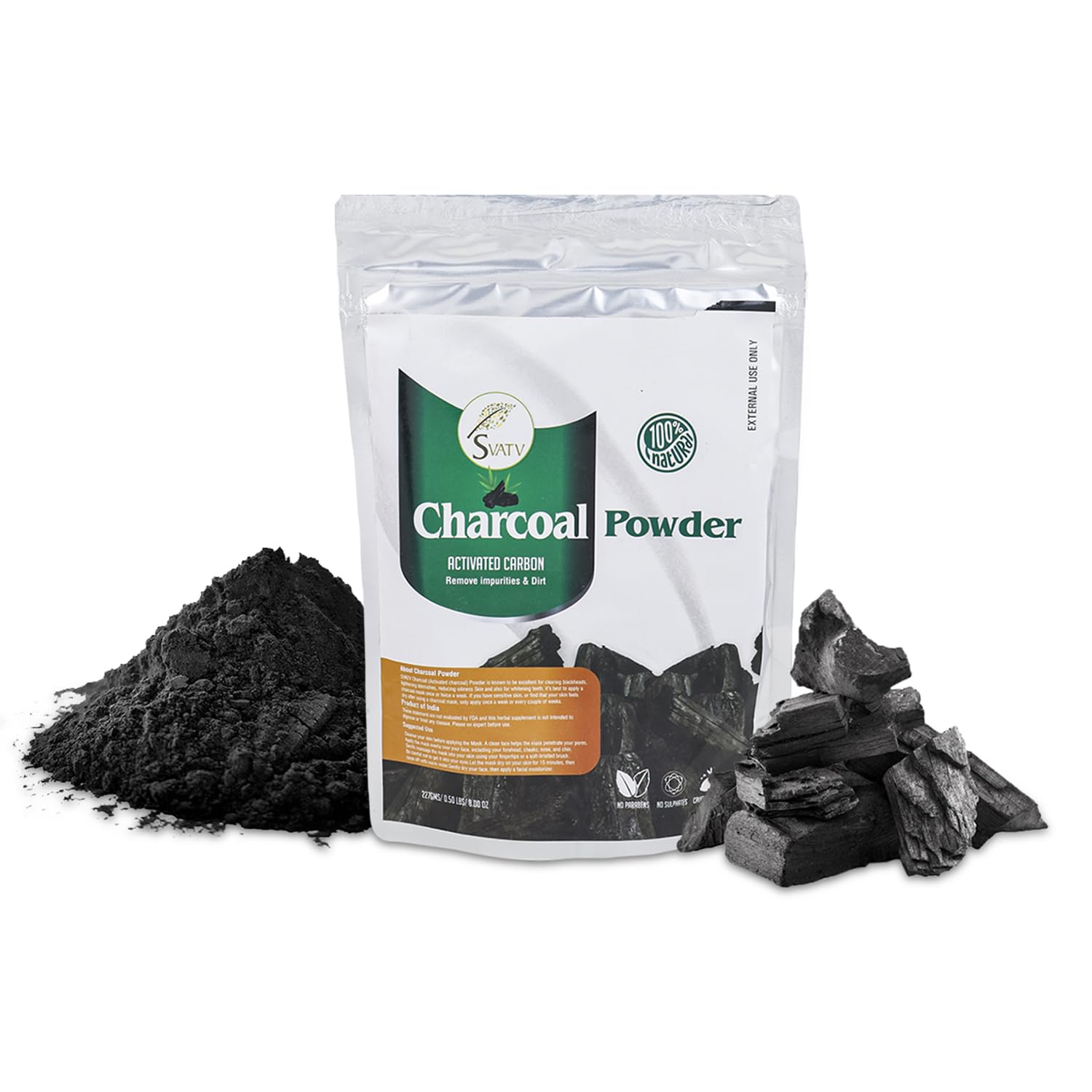 Activated Charcoal Powder | Kohle Pulver | Deep Cleanses & Detoxifies Skin & Hair | Ingredient for Tooth Powder | 8 oz 227 Gram Half Pound