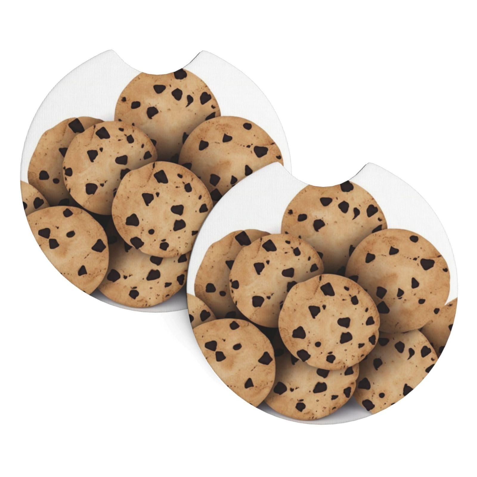 2PCS Car Coaster for Cup Holders Universal Auto Cup Mat Food Chocolate Chip Biscuits Cup Coaster Pad 2.7" Waterproof Neoprene Non-Slip Cup Holder Coasters Car Interior Accessories for Women Men